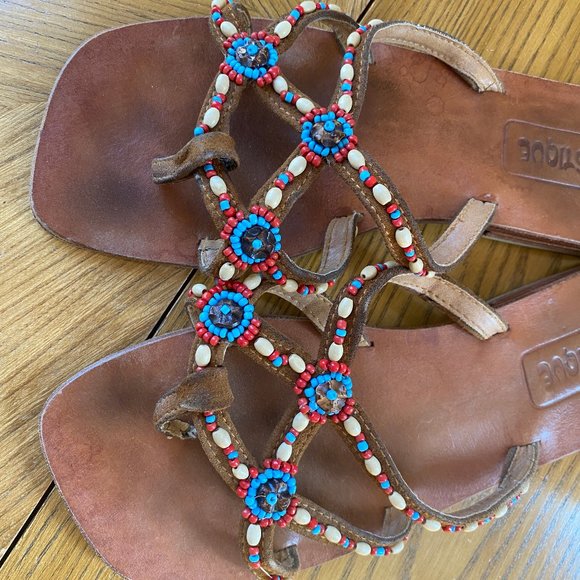 Vintage Hippie-Girl Thong Sandals Sz 8 - Picture 2 of 8